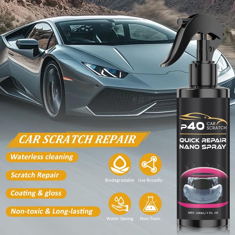 Compensai 2Pcs P40 Car Scratch Quick Repair Nano Spray,Quick Paint Restoration,Instant Invisible Scratch Remover,Multifunctional Coating Renewal Agent Spray for All Cars & Surfaces - Image 2